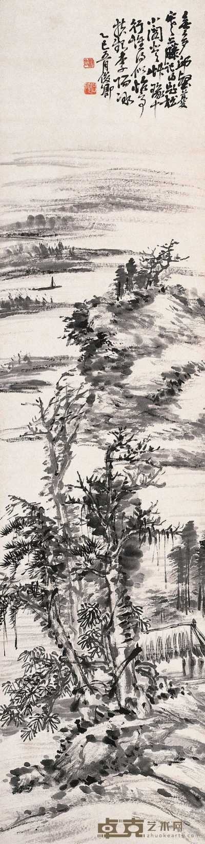 吴昌硕 1905年作 深树茅堂 立轴 116×28cm